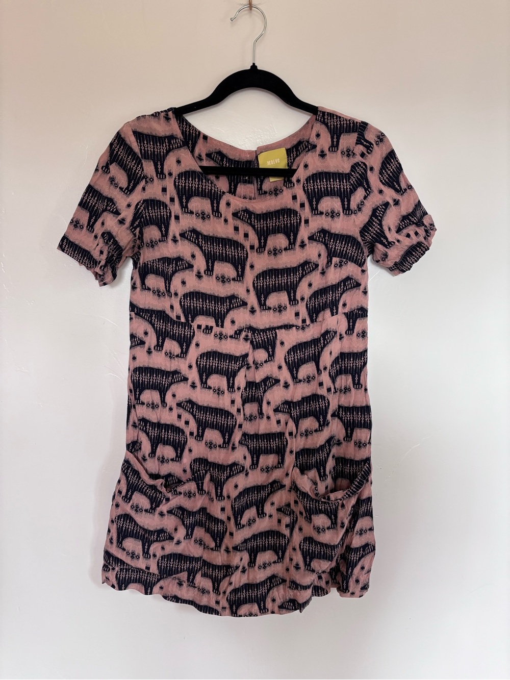 Maeve Anthropologie Size 4 Pink Black Animal Print Tunic Rayon Pockets | A11